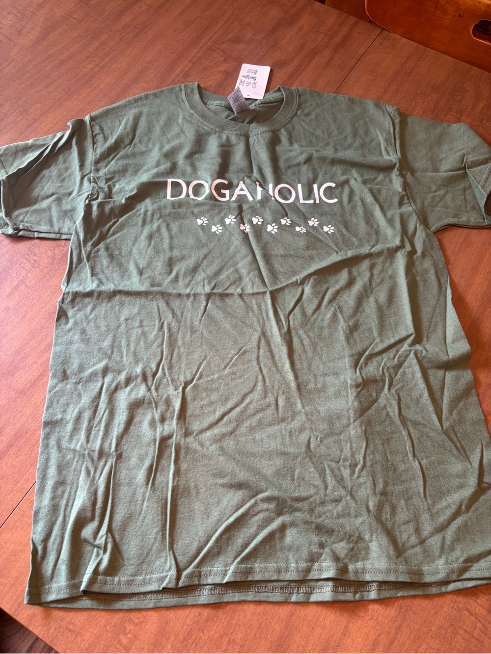 Gildan Green "DOGAHOLIC" Paw Print T-Shirt